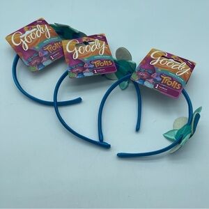 Goody Trolls Headbands Teal Pink Flower Set of 3